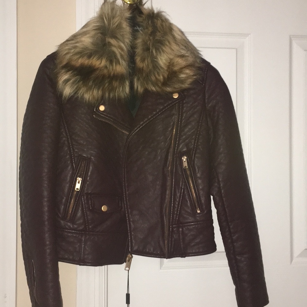 Marc New York Brown/Burgundy Leather Jacket
